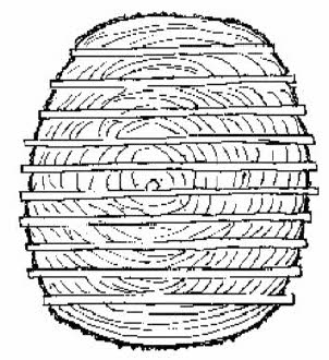 Illustration of a log sawn en boule to ensure grain patterns are stored sequentially